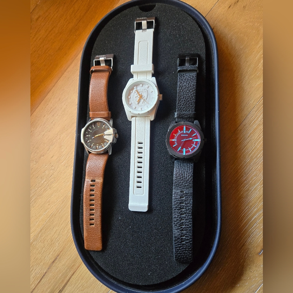 Diesel Men's Watch Trio - Black, White, and Brown